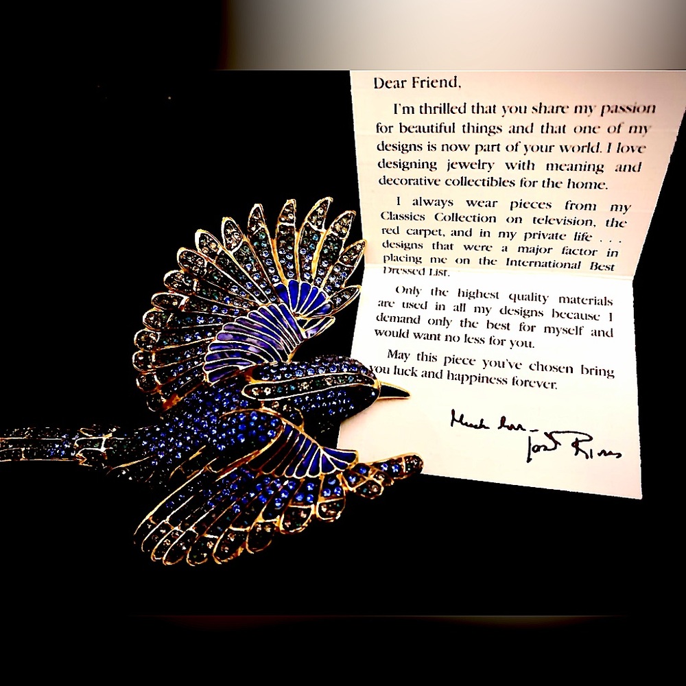 Authentic Joan Rivers Bluebird pin.  Limited edition. Original box.Pristine .